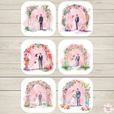 6 x Wedding Bride & Groom Card