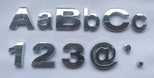 Upper and Lower Case Chrome 3D Self-Adhesive Letters / Numbers Sticker Home Car.