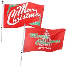 HUGE 5' X 3' RED MERRY