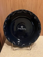 Emile Henry France 10.5 Inch Pie Quiche Dish Ruffled Fluted Navy Blue Minor Flaw