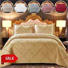 3 Piece Quilted Bedspread Bed Throw Single Double King Size Embossed Bedding Set