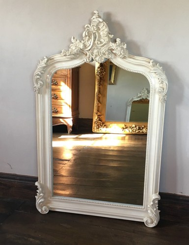 Antique white overmantle - antique,