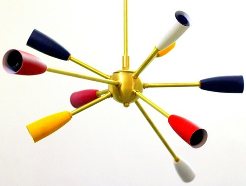 Multi colored brass chandelier - colored,