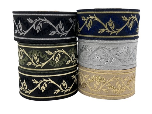 10m jacquard ribbon trim - ribbon/trim, ivy