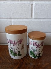 Portmeirion Botanic Garden Pair Of Storage Jars With Wooden Lids