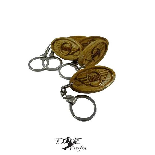 Wooden car logo keyring carved - car,