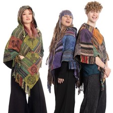 Patchwork Hippy Poncho, Hooded