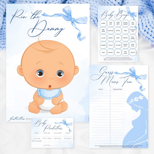 Baby shower games blue - shower, bow