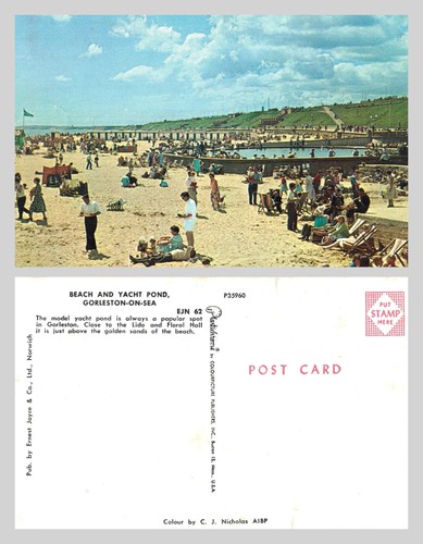 Vintage postcard beach and - -,