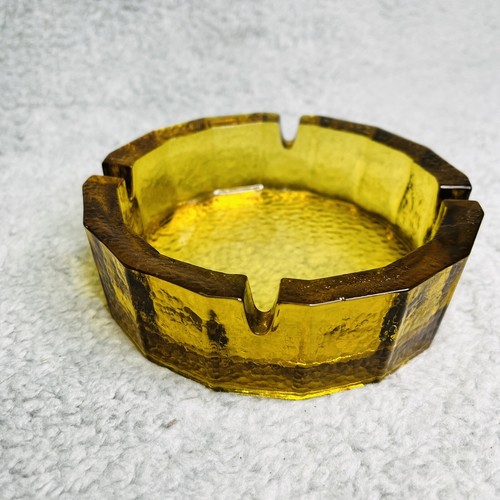 Amber glass ashtray vintage - ashtray,