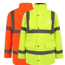 Hi Vis Waterproof Traffic Jacket – Padded High Visibility Security Parka Coat