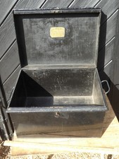 Antique Deed Tin made by Holmes & Co. .45cm x 32cm x 28cm . Retains lock key