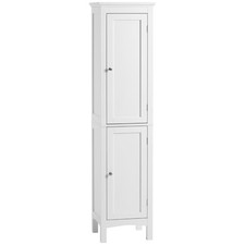 kleankin Tall Bathroom Cabinet with Adjustable Shelves, Double Door, White