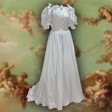 Vintage 1980s Shimmering Princess Ballgown Wedding Dress with Train Fits 12-14