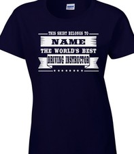 Driving Instructor Ladies Personalised T-Shirt Gift Learner Driver Pass Car Bike