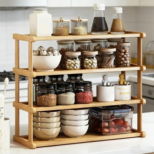 Wooden multi tier desktop - wooden, multi-tier