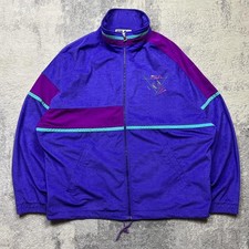 Vintage 80s Fila Tracksuit XL Mens Velour Suede Purple 2 Piece Track Top Joggers