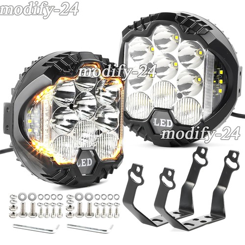 2pcs 5inch white amber - amber, led