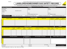 GAS SAFE CERTIFICATE BOOK FOR LANDLORD HOMEOWNER INSPECTION GASSAFE PAD PN 002