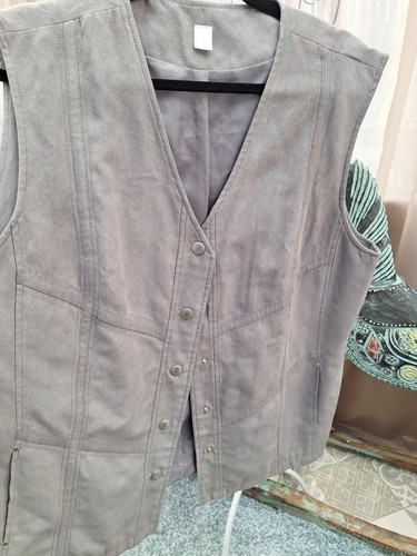 Ladies long grey gilet - , by