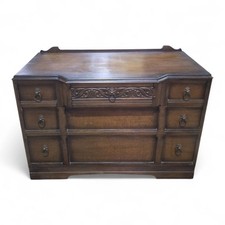 oak chest of drawers - vintage carved breakfront chest of 5 drawers
