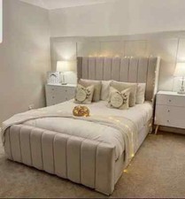 Winged Panel Bed Frame Velvet