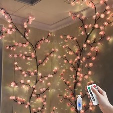 VIMAZ LED Cherry Blossom Tree Lights 48 LEDs - Remote & Timer Wall Bedroom Decor