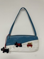 Vintage Radley Grab Small Bag Shoulder/Clutch Turquoise Blue White Charm 8x4