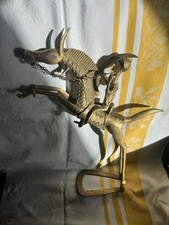 African Brass figurine Dogon Mossi Warrior On Horse Benin Style Folk Art Mali 