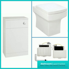 Back to Wall BTW Square WC Pan Toilet Concealed Cistern, Seat & WC Units