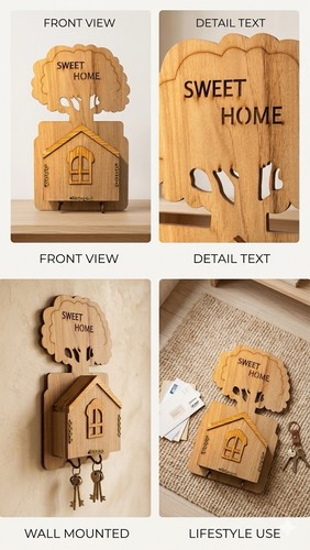 Wooden key holder sweet - wooden, –