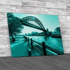 Tyne Bridge At Newcastle Upon Tyne Uk Teal Canvas Print Large Picture Wall Art