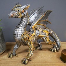 Gothic Steampunk Mechanical Flying Dragon Statue Resin Craft Statue Ornament UK