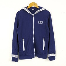 Emporio Armani EA7 Felpa Uomo Taglia M Cotone Blu Sportiva Con Cappuccio Casual