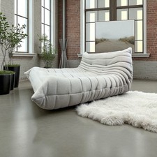 Togo Chaise Lounge in Grey Fabric Michel Ducaroy for Ligne Roset