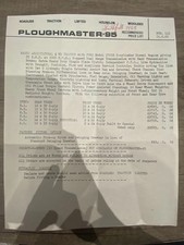 Ploughmaster 95 Roadless Traction Limited  Price List 21.06. 1968 Vintage