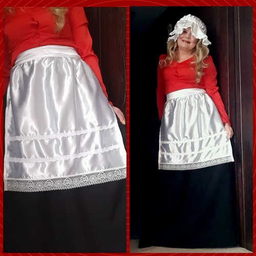 White satin apron - , victorian