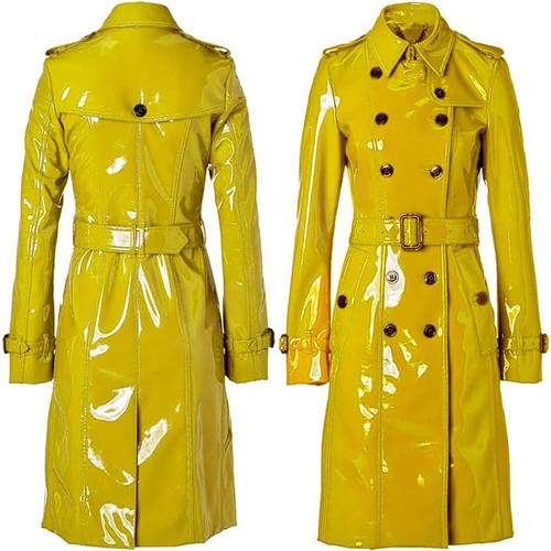 Women pvc leather trench - pvc,