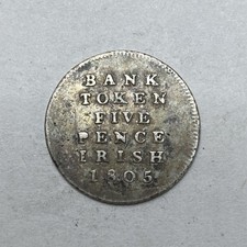 1805 Bank Token Five Pence Irish Silver 