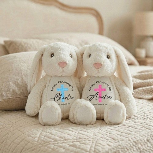 Personalised christening bunny - personalised,