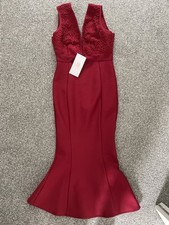 Forever Unique, Burgundy Lace Midi Dress,Style DF18203, UK Size 10
