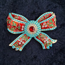 Large Multi Colour Bow Brooch