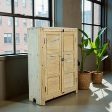 Vintage Rustic Bleached Kitchen Bathroom Cupboard Cabinet Storage