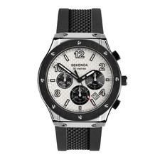 Sekonda Mens 43mm Titan Watch with Black Silicone Strap & White Dial 30256