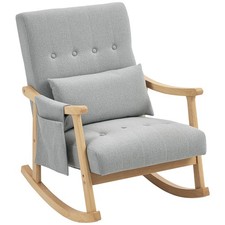 Rocking Chair Armchair Lounge Modern Comfortable Padded Seat Wooden Frame Grey