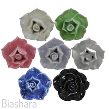 ROSE SHAPED Door Knob FLOWERS Retro Vintage Shabby Chic Ceramic Drawer Pull