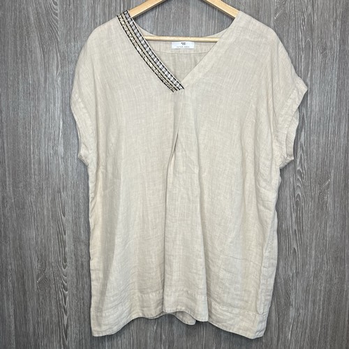 Peter hahn linen ecru top - top, v