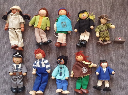 Wooden dolls house figures - wooden,