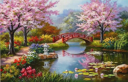 Printed cross stitch kit - printed,