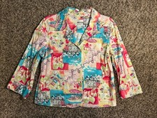 Christopher & Banks Floral Print Stretch Button Up Jacket Women’s Medium 
